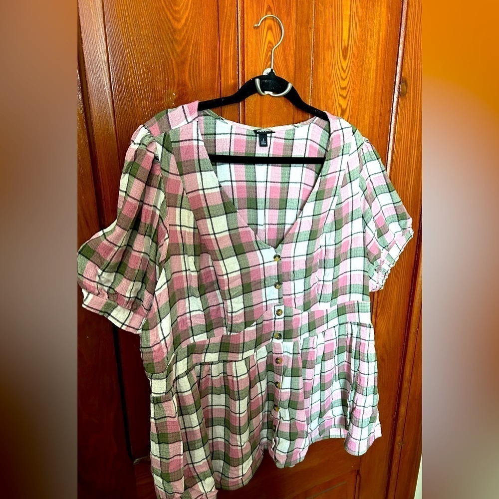 3X - torrid Babydoll Crinkle Flannel Shirt